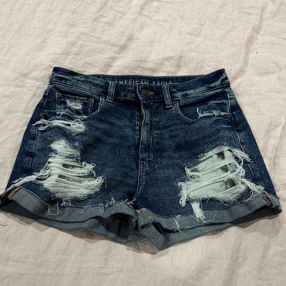 American Eagle Outfitters Distressed Denim Shorts - Blue - Picture 1 of 6